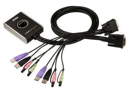 2-портовый USB 2.0 DVI KVM-переключатель ATEN из серии PETITE- CS682 поддерживает микрофон и колонки