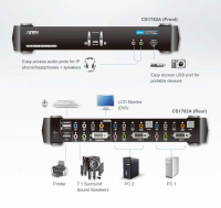 2 Портовый KVM переключатель ATEN CS1782A-AT-G